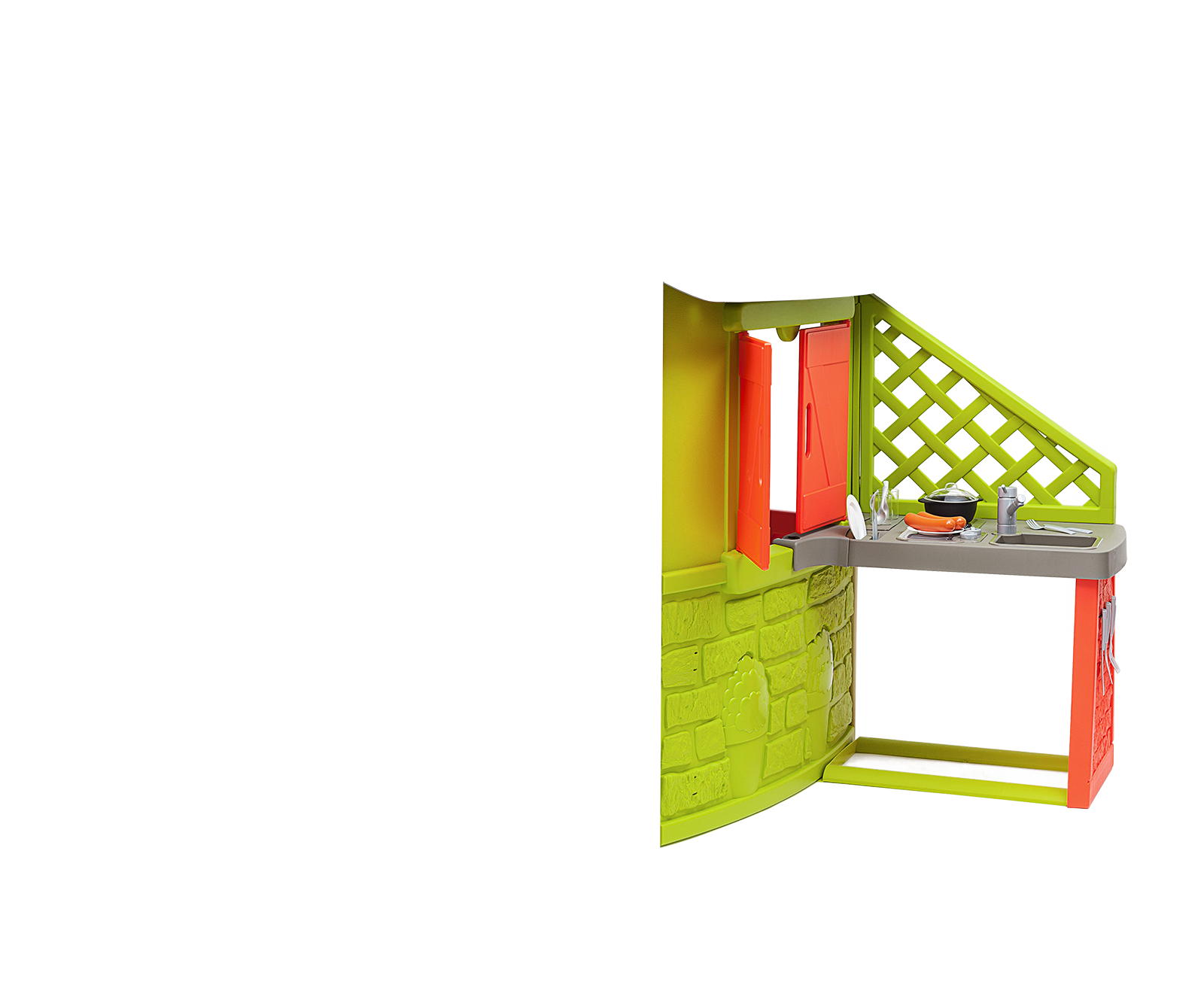 Legehus Neo Jura Lodge Smoby udvideligt 2 døre 2 vinduer med skodder og fuglefoderhus fra 2 år