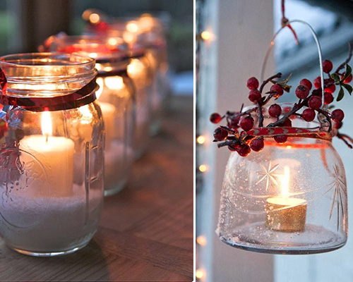 Lysestager af glas til jul